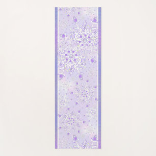 Tapis De Yoga flocon de neige violet clair et coeur étincelant
