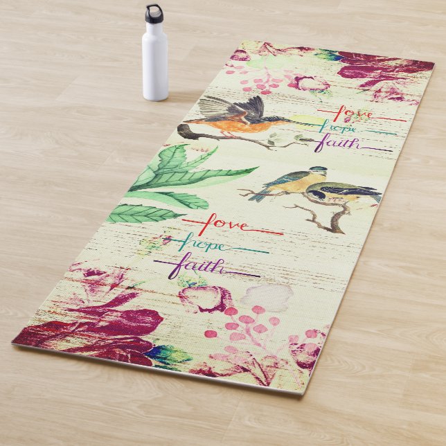 Tapis De Yoga Foi chrétienne, Espoir, Aimer Aquarelle (En situation)