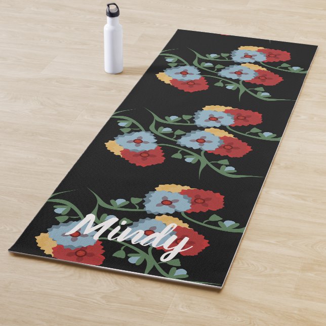 Tapis De Yoga Folk Floral Botanique Yoga Mat (En situation)