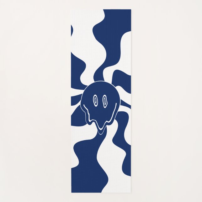 Tapis De Yoga Fonte de sourire en bleu et blanc (Devant)