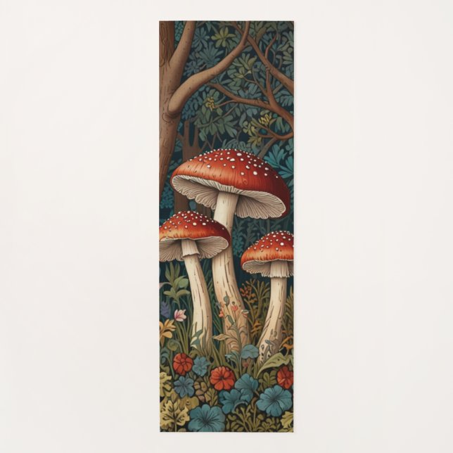 Tapis De Yoga Forêt de champignons rétro (Devant)