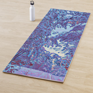 Tapis De Yoga Forêt hivernale enneigée avec ciel Vue