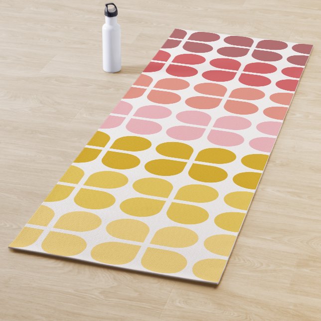 Tapis De Yoga Formes géométriques moyennes en rose jaune (En situation)