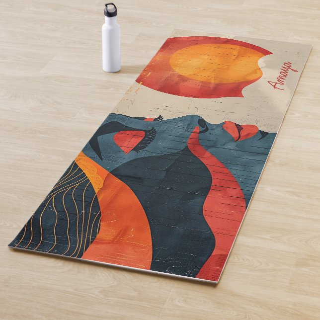 Tapis De Yoga Forte femme noire Nom personnalisé (En situation)