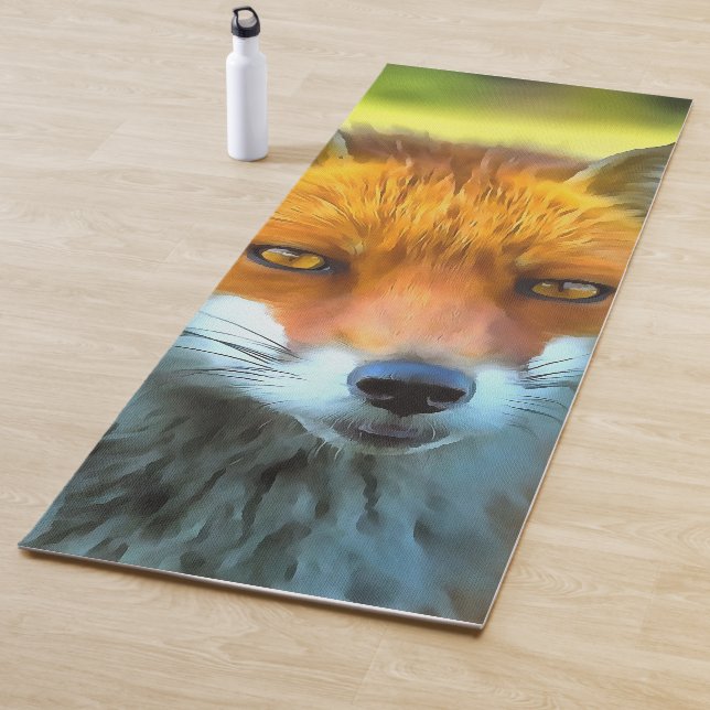 Tapis De Yoga Fox Portrait Réaliste Art faunique (En situation)