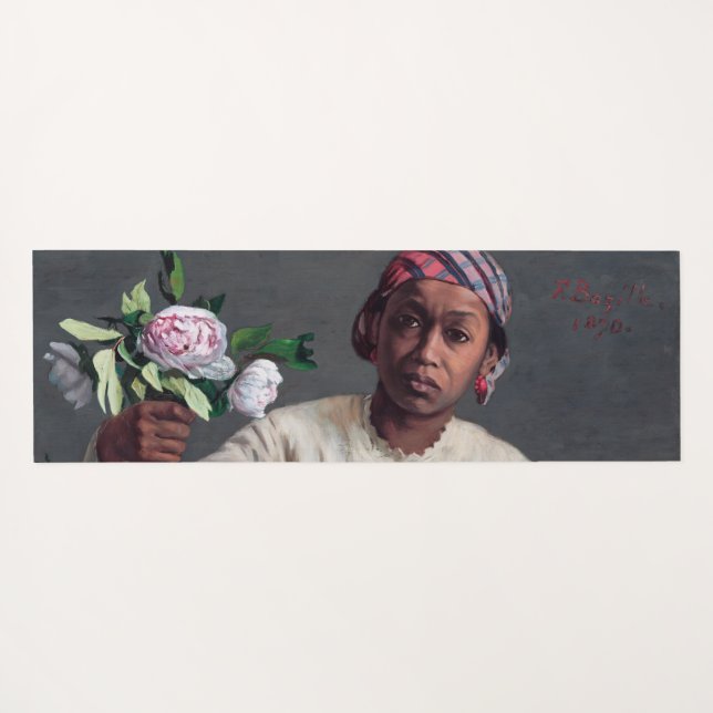 Tapis De Yoga Frédéric Bazille - Jeune femme aux pivoines (Dos (Horizontal))