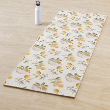 French Country Lemon Pattern Yoga Mat