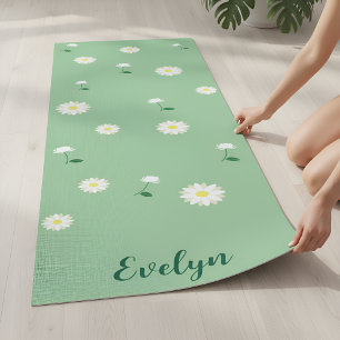 Tapis de Yoga Fresh Bloom – Vert Élégant Zazzle