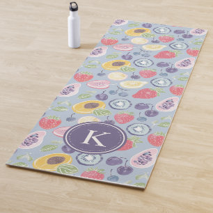 Tapis De Yoga Fruits colorés Monogramme Motif de printemps