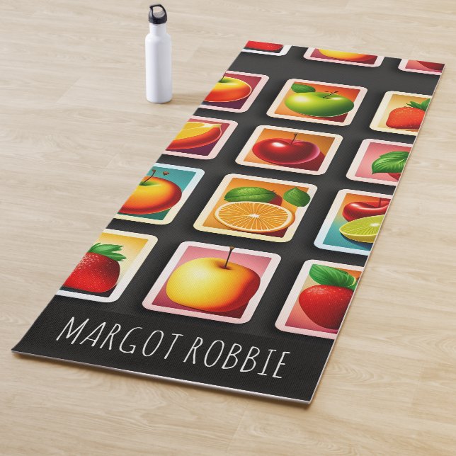 Tapis De Yoga Fruits en boîte carrée Motif vert rouge (En situation)