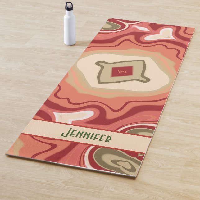 Tapis De Yoga Fun Green Red Abstrait Moderne tendance Inspirivit (En situation)