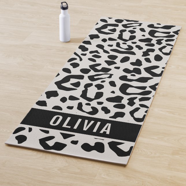 Tapis De Yoga Fun Nom personnalisé Snow Leopard Poster de animal (En situation)