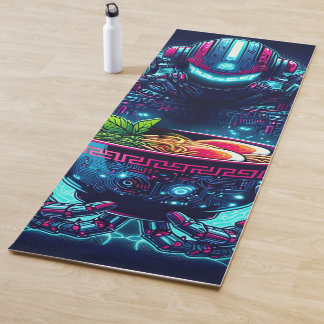 Tapis De Yoga Futuristic Cyberpunk Robot Neon Food Ramen