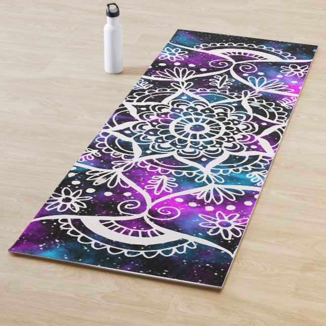 Tapis De Yoga Galaxie bleue violette Mandala Yoga Mat (En situation)