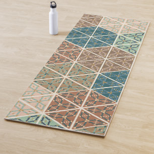 Tapis De Yoga Geo extérieur XI motif tribal bleu et vert de  