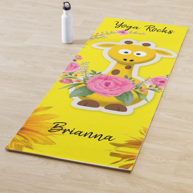Tapis de Yoga Girafe Florale Tournesol (En situation)