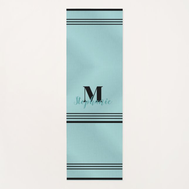 Tapis De Yoga Glam Turquoise en métal brossé, Yoga monogrammé él (Devant)