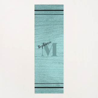 Tapis De Yoga Glam Turquoise métallique, Noir et Monogramme élég