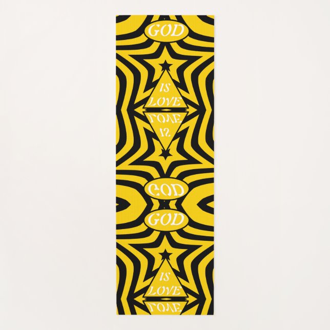 Tapis De Yoga Gold & Black Monochrome Star Premium "God Is Love" (Devant)