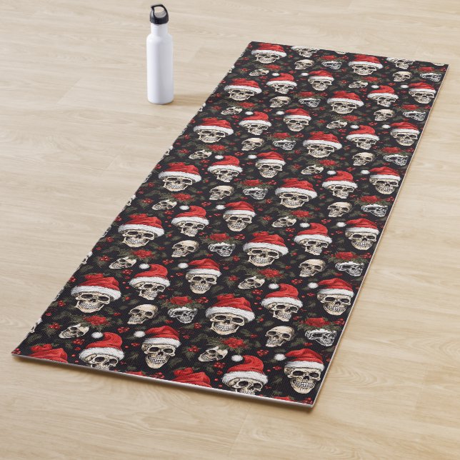 Tapis De Yoga Gothique Crâne de Noël Sombre Vacances Fitness (En situation)