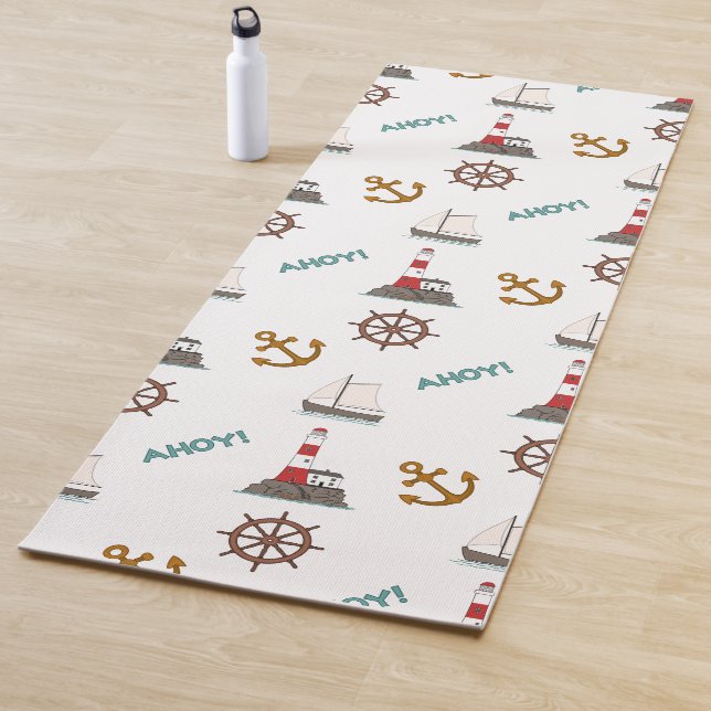 Tapis De Yoga Grand Motif de voile couleur sur blanc (En situation)