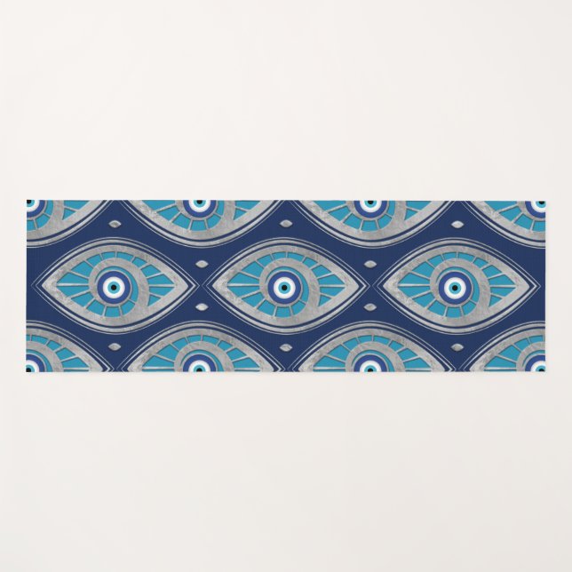 Tapis De Yoga Grec Mati Mataki - motif d'oeil mauvais de (Devant (Horizontal))