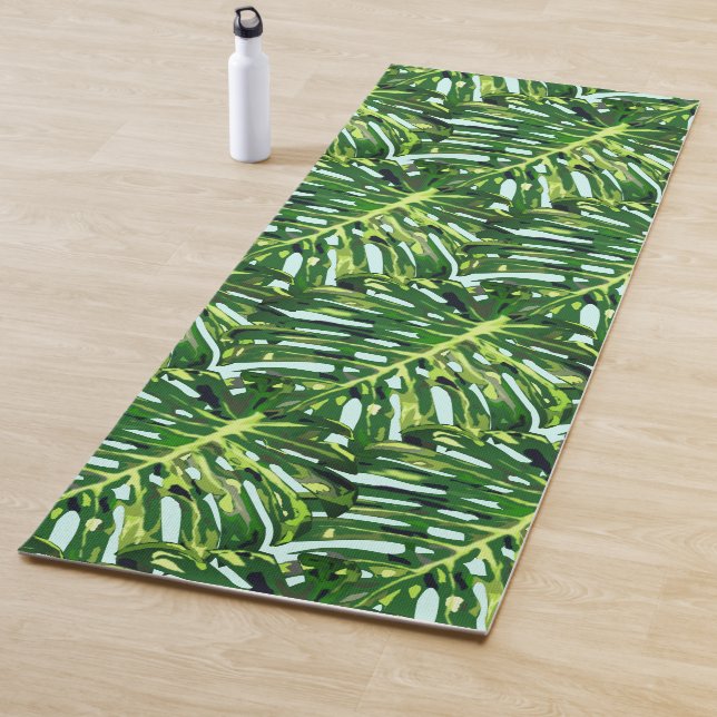 Tapis De Yoga Green Tropical Feuille Yoga Mat (En situation)