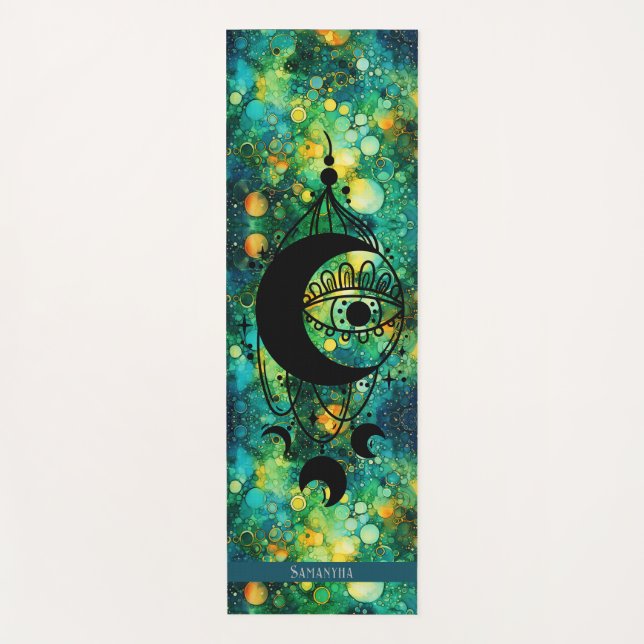 Tapis De Yoga Green Yellow Blue Dreamcatcher Nom de l'oeil Bohem (Devant)