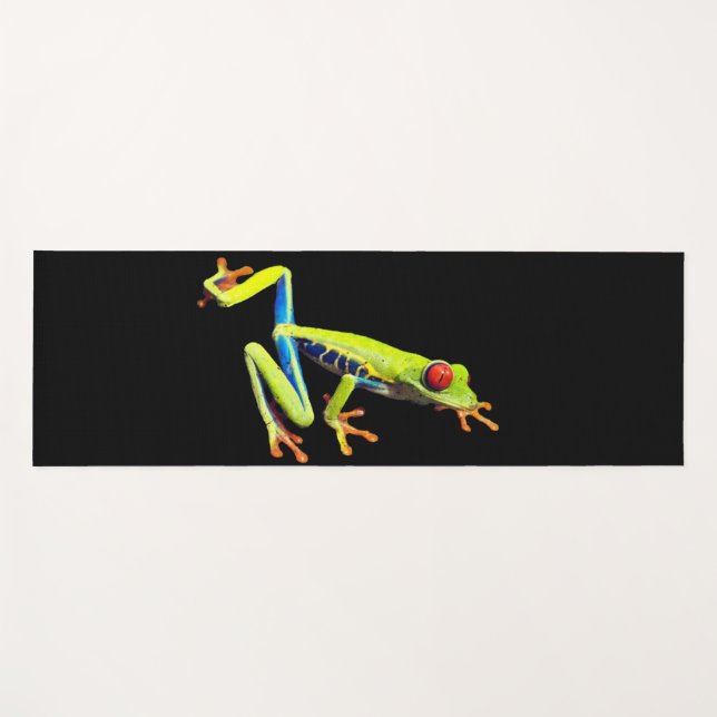 Tapis De Yoga Grenouille à feuilles rouges (Devant (Horizontal))