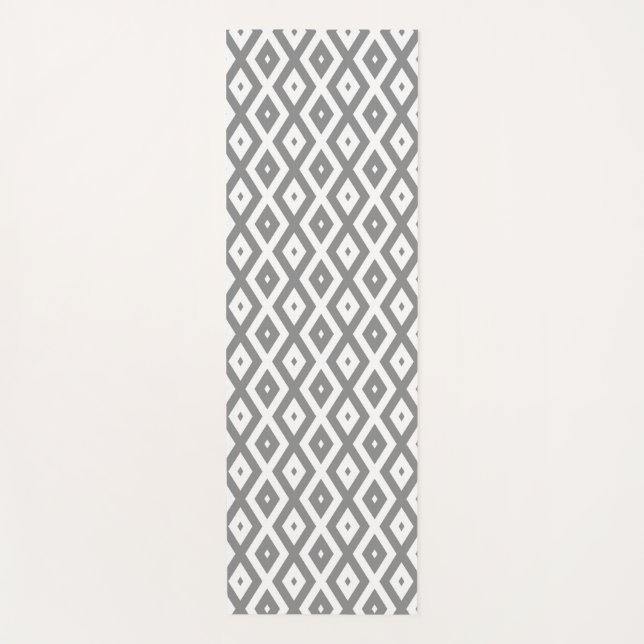 Tapis De Yoga Grey and white diamond pattern (Devant)