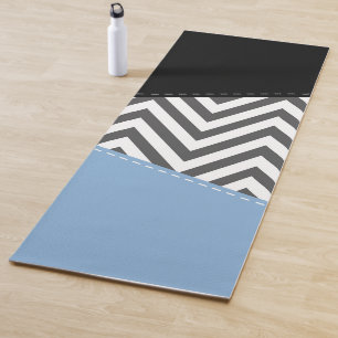 Tapis De Yoga Gris Zigzag, Gris Chevron, Motif Zigzag, Bleu
