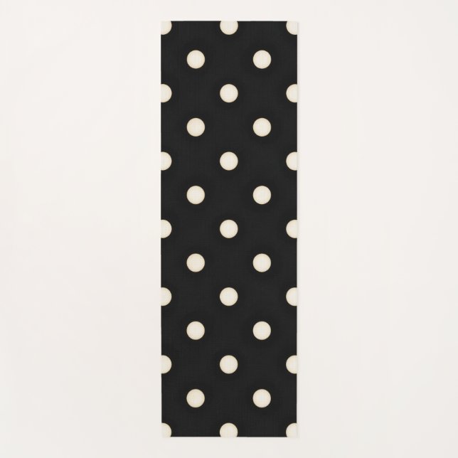 Tapis De Yoga Gros Pois d'antiquité blanc et noir (Devant)