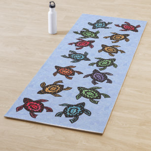 Tapis De Yoga Groupe de coquilles colorées de tortues noires