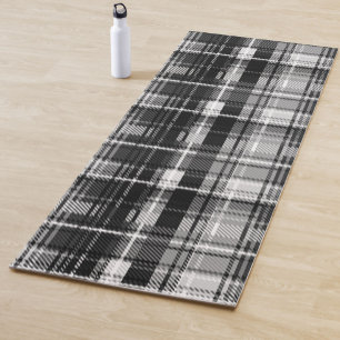 Tapis De Yoga Grund Black Blanc Flannel Plaid Tartan Design