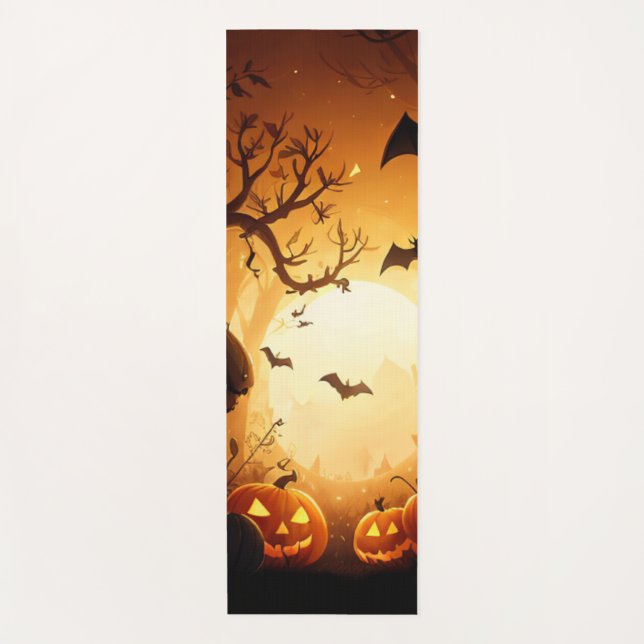 Tapis De Yoga Halloween/chauve-souris/Citrouille/automne (Devant)