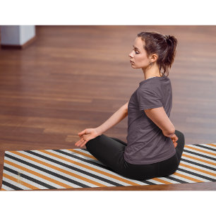 Tapis De Yoga Halloween Noir Orange Blanc rayures Or Monogramme