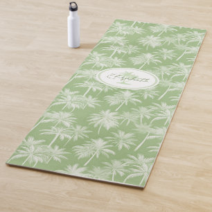 Tapis De Yoga Hawaiian Palm Tree Silhouette Motif Green ID1093