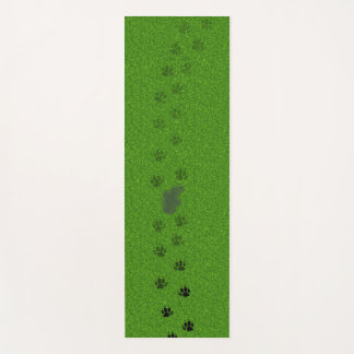 Tapis De Yoga Herbe verte avec des empreintes de pattes de chien