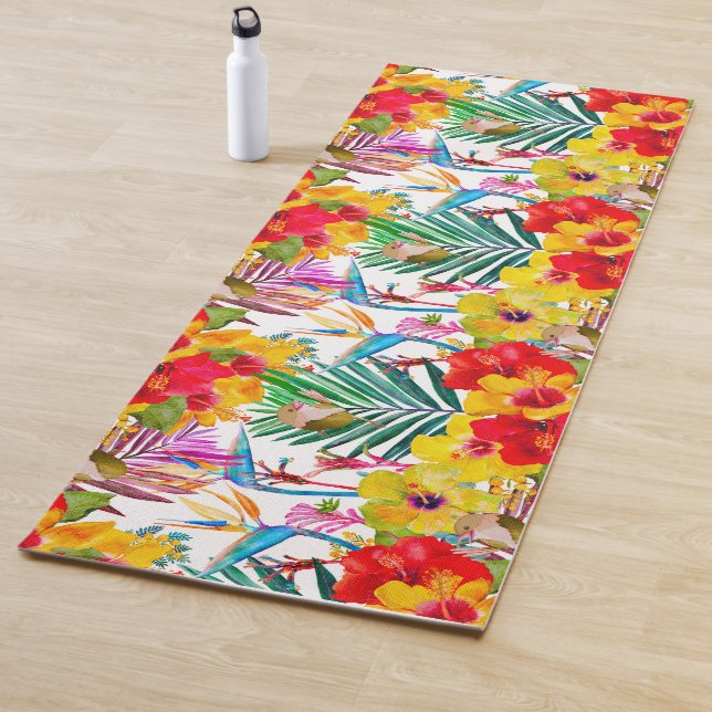 Tapis De Yoga Hibiscus tropical Motif d'été (En situation)