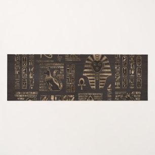 Tapis De Yoga Hiéroglyphes et divinités égyptiens - or sur le