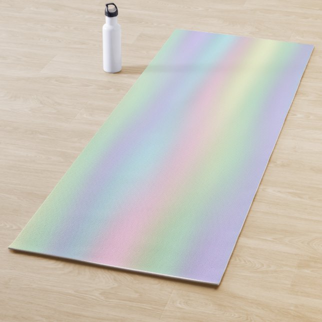 Tapis De Yoga Hologramme arc-en-ciel doux | Personnalisé (En situation)