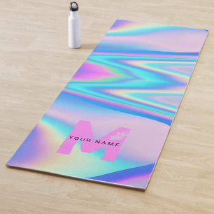 Tapis De Yoga Holographie rose Abstraite personnalisée y2k Nom
