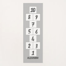 Hopscotch noir sur gris blanc Yoga Mat