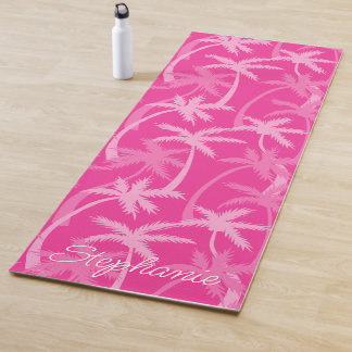 Tapis De Yoga Hot Rose Ajouter Votre Nom Palm Trees