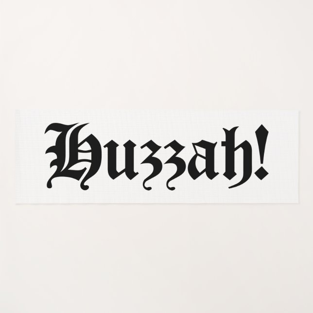 Tapis De Yoga Huzzah ! {Typographie médiévale} (Devant (Horizontal))