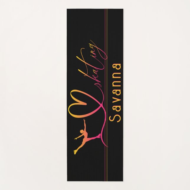 Tapis De Yoga "I love Skating" figure patinage nom personnalisé (Devant)