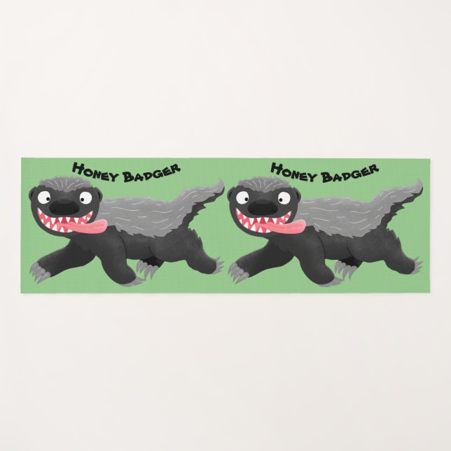 Tapis De Yoga Illustration de blaireau au miel affamé (Devant (Horizontal))