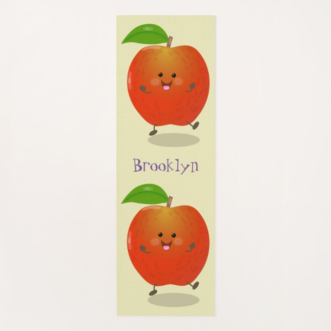 Tapis De Yoga Illustration de dessin animé sur la pomme de danse (Devant)