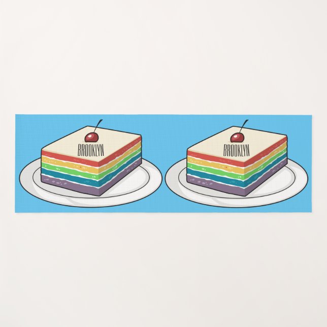 Tapis De Yoga Illustration de gâteau arc-en-ciel (Devant (Horizontal))