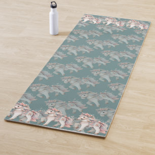 Tapis De Yoga Illustration de l'Imaginaire Floral Pastel Horse